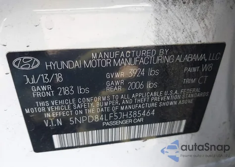 2018 Hyundai Elantra Sel из США, поврежденный, VIN 5NPD84LF5JH385464